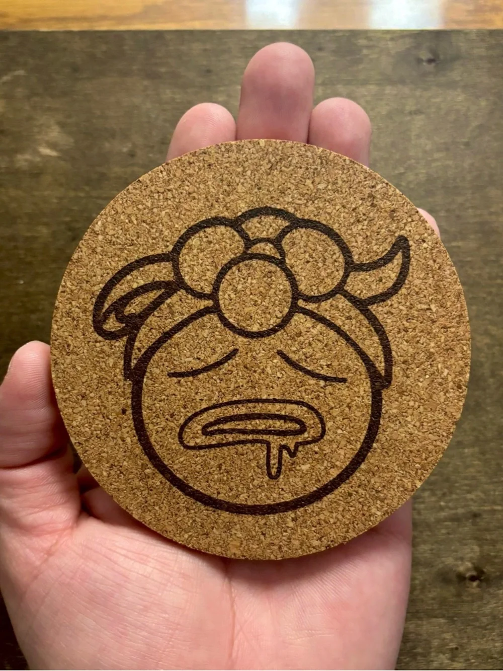 Pokemon Gloom Face Laser Engraved Cork Coaster